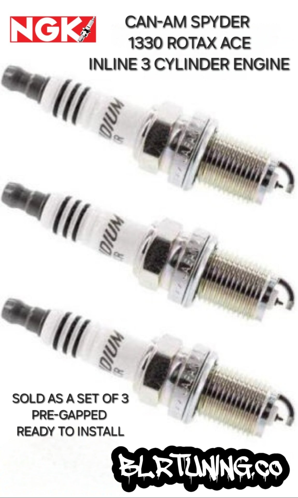 CAN-AM SPYDER NGK IRIDIUM SPARK PLUGS UPGRADE FITS 1330 ROTAX ACE INLINE 3 CYLINDER ENGINE