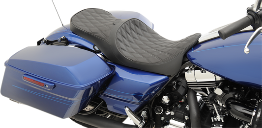 DRAG SPECIALTIES SEATS, Drag Specialties Seats Low Touring Seat with Backrest Receiver for FL 2008-2023 | Solar Reflective Double Diamond Model Part 0801-1008