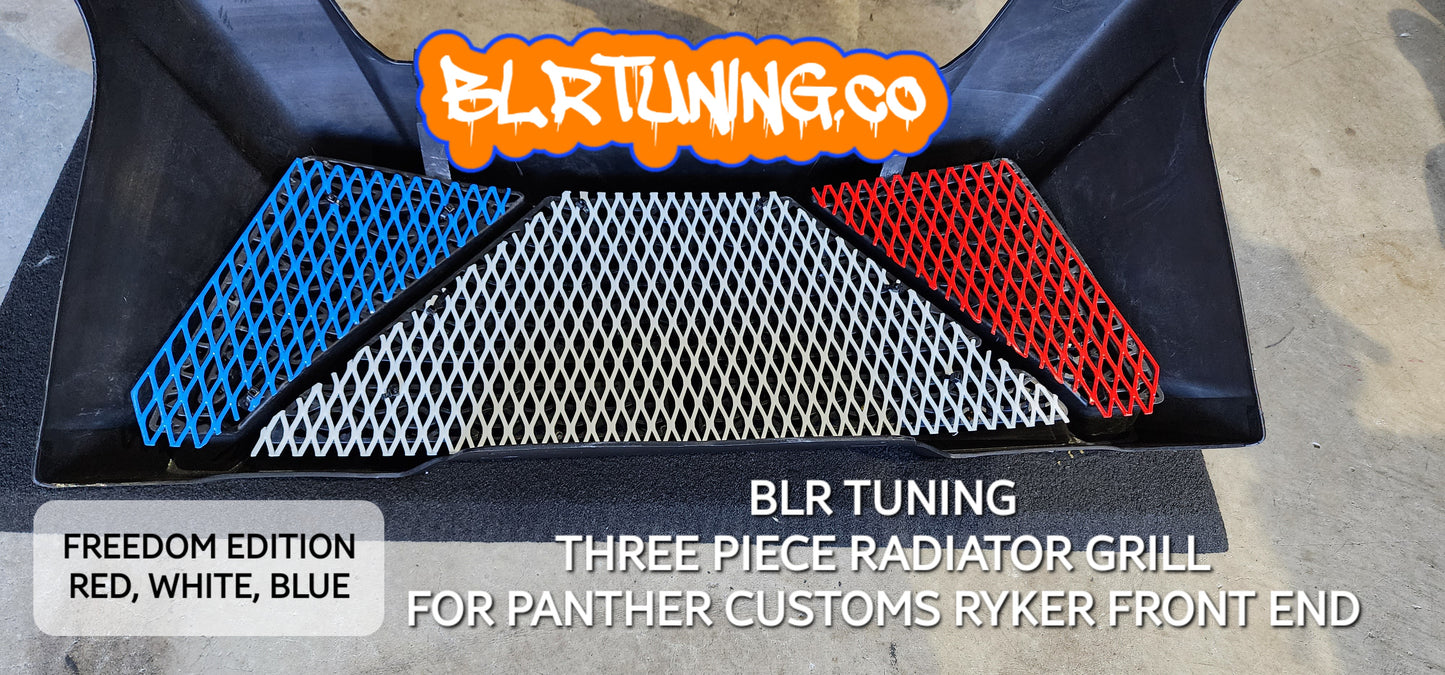FREEDOM EDITION THREE PIECE RADIATOR PROTECTIVE GRILL FOR PANTHER CUSTOMS RYKER FRONT END