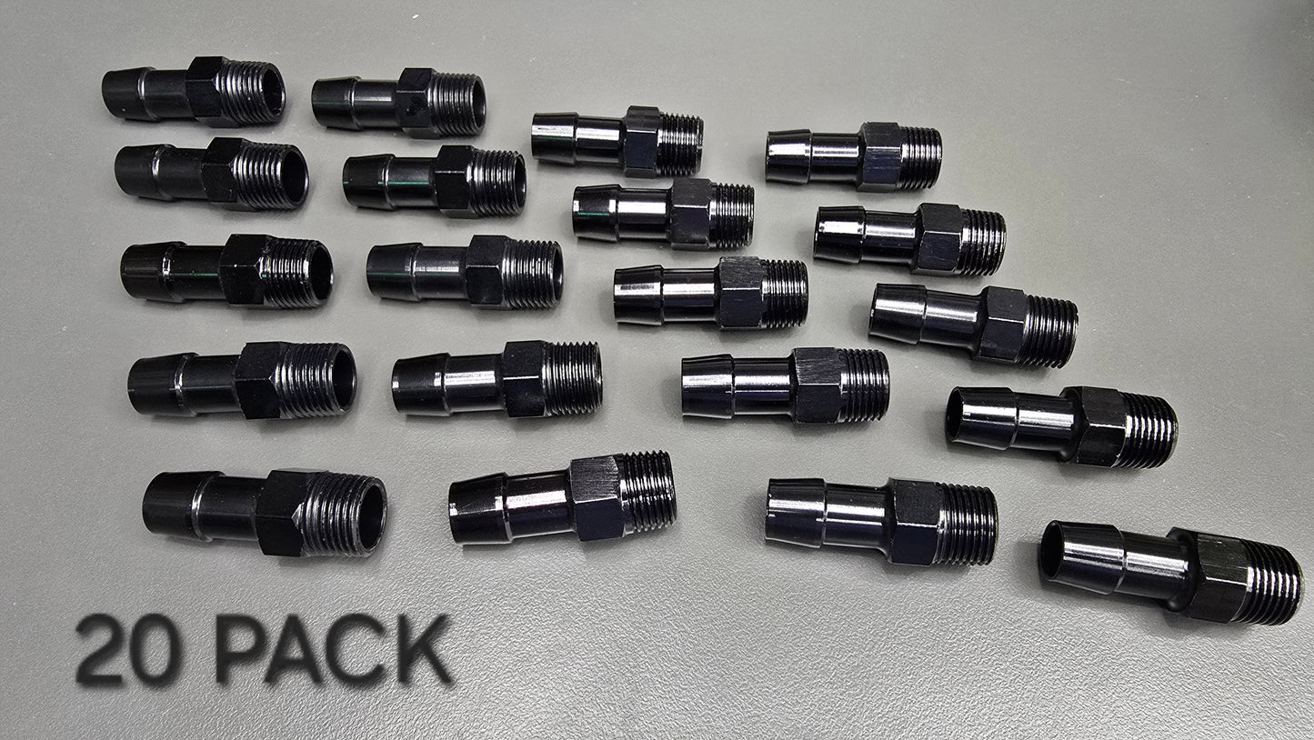 Black Aluminum Hose Barb Fitting – 3/8" NPT to 1/2" ID Barb for 1/2 inch ID hose