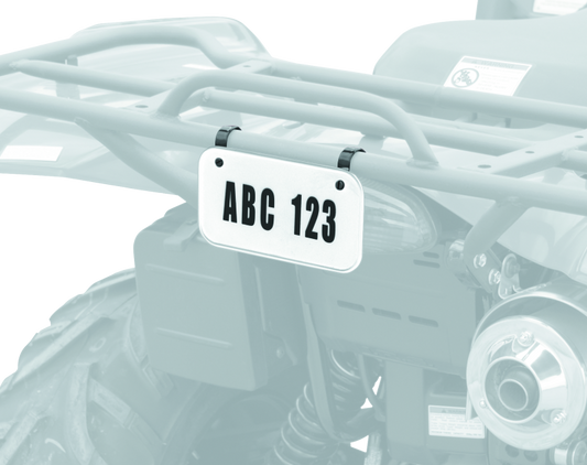 QuadBoss, QuadBoss ATV License Plate Kit - White with Numbers, Letters, and Mounting Clamps