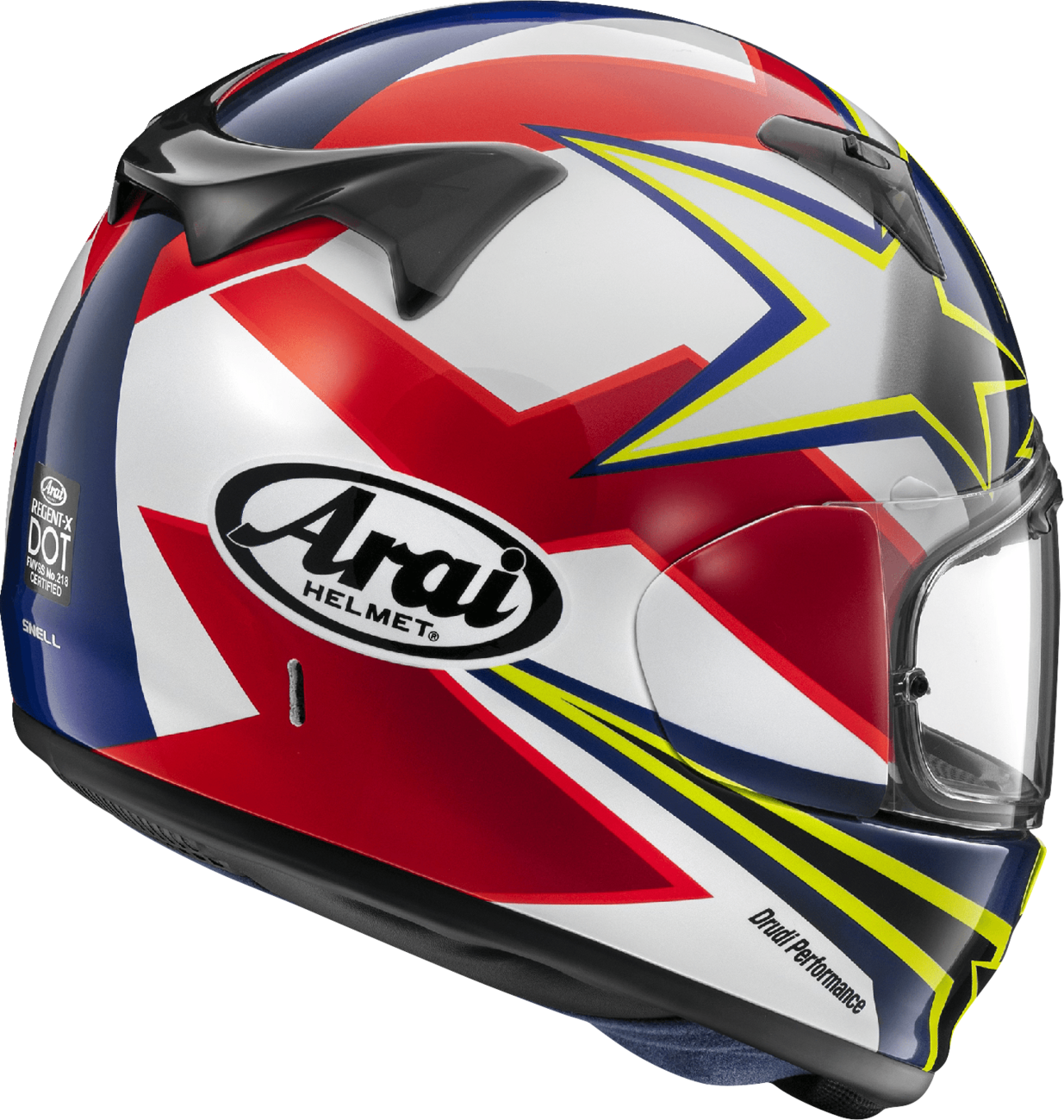 ARAI HELMETS, ARAI Helmets Regent-X Stars & Stripes Helmet - Small, Yellow with Advanced VAS Shield System