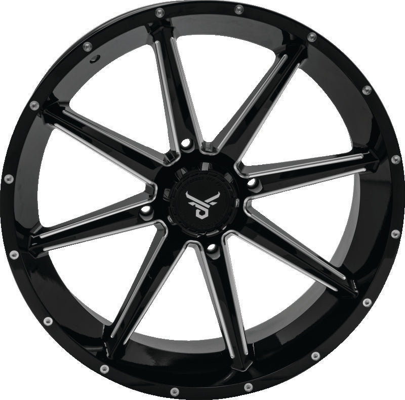 QuadBoss, QuadBoss Slicer 20x7 PowerSports Wheel with Limited Edition Bull Logo Center Caps