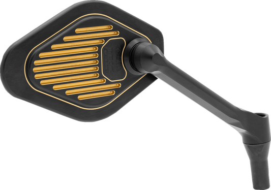 DRAG SPECIALTIES M03-06R Adjustable Diamond Mirror for Harley-Davidson with Short Stem, Black/Gold Finish