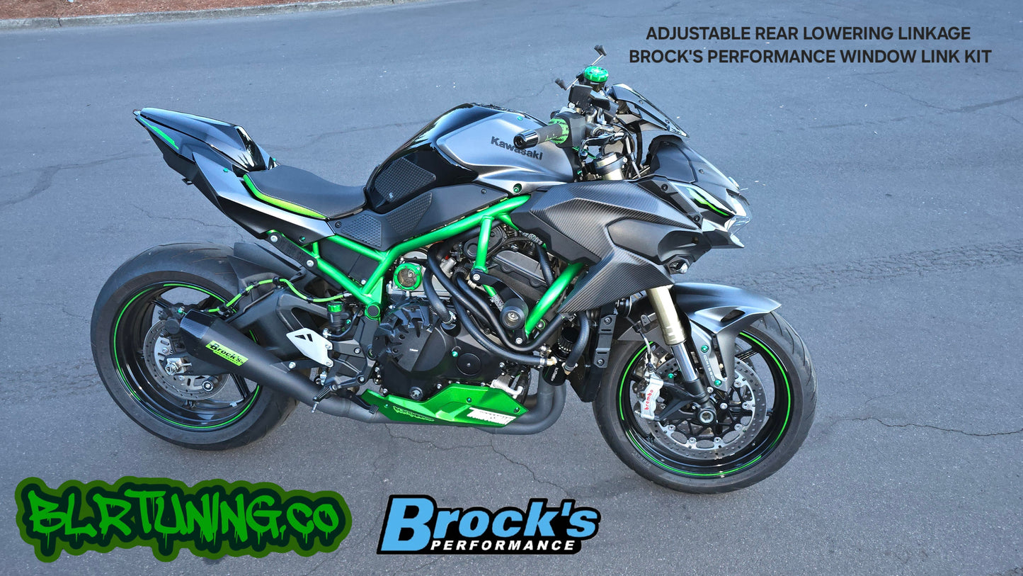 KAWASAKI ZH2 - NINJA H2 - H2 SX REAR ADJUSTABLE LOWERING WINDOW LINK KIT BY BROCKS PERFORMANCE