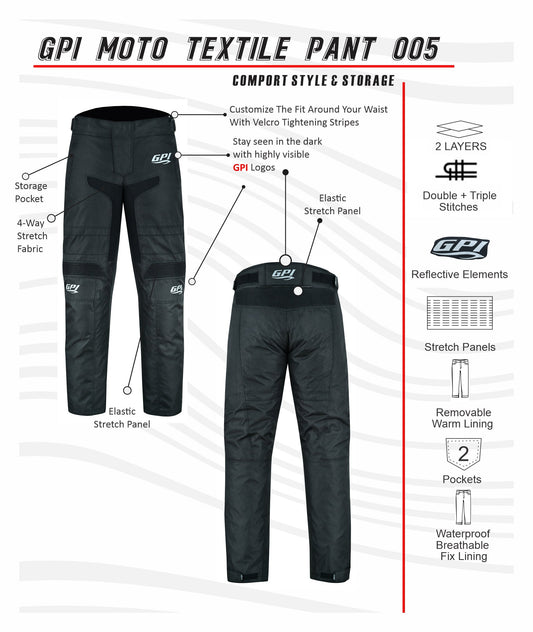 High Premium Quality Adjustable Waterproof Motorcycle Pants – Full Black-