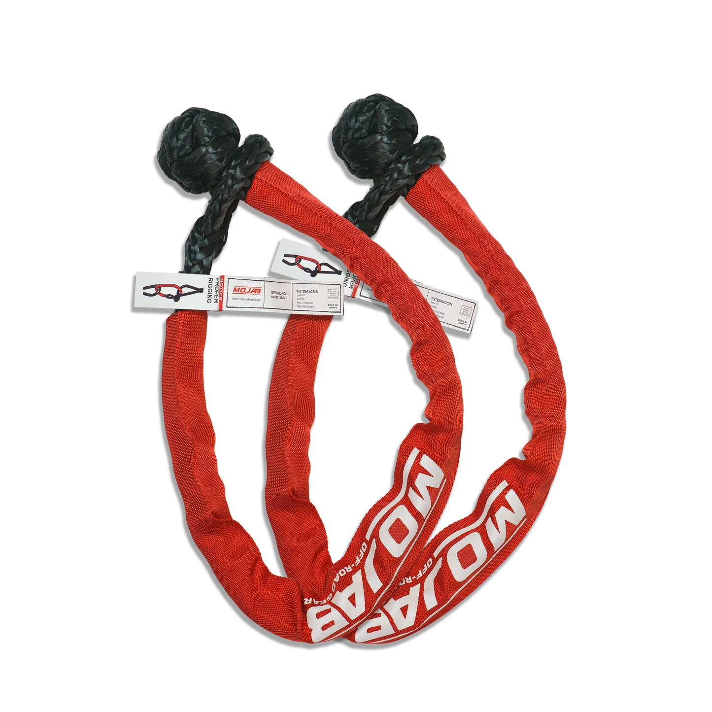 Long Reach 1/2'' x 35'' soft shackle (Set of 2 shackles) (lifetime Warranty)