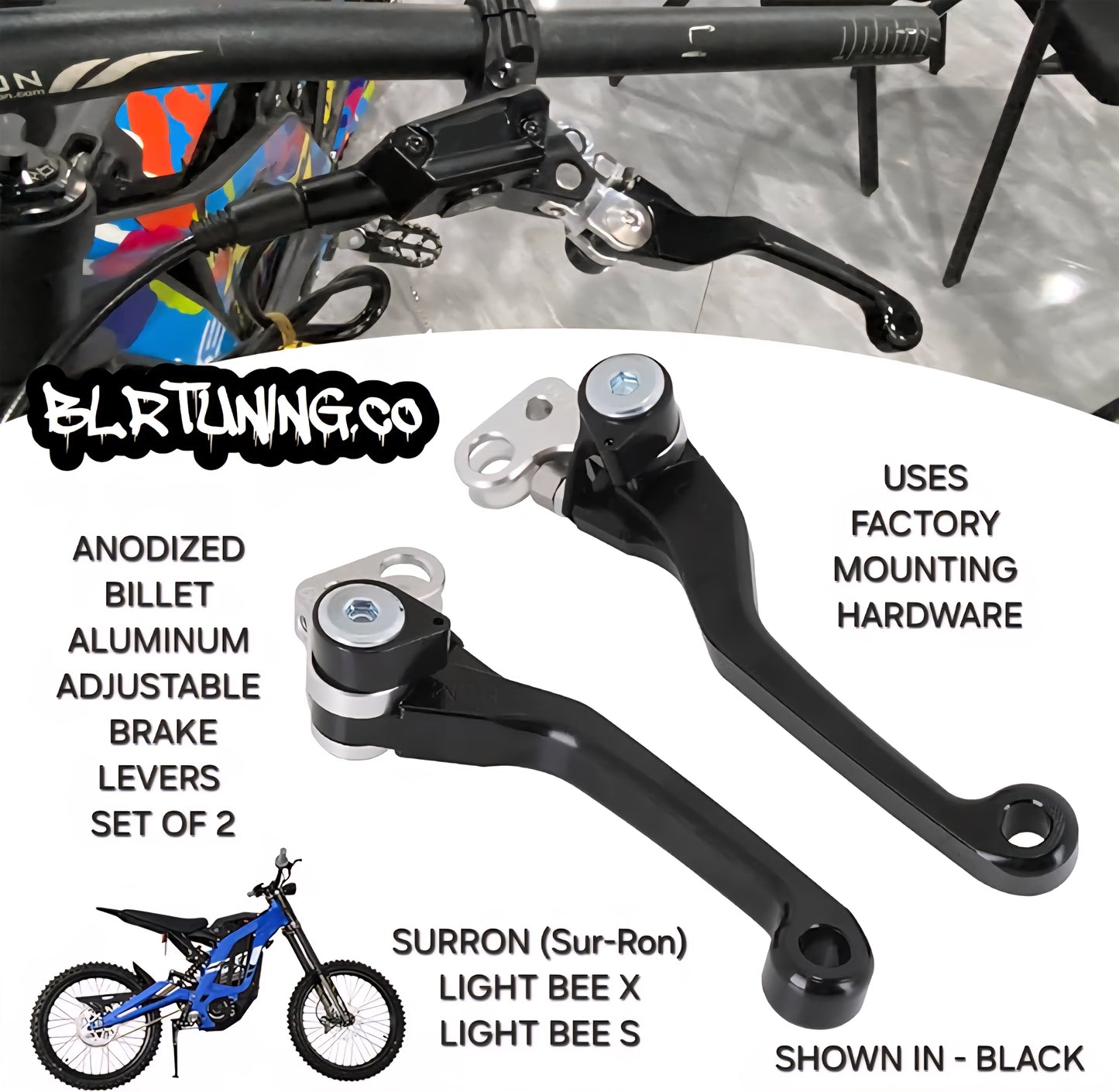 SURRON Sur-Ron LIGHT BEE X S 2024 2025 CNC BRAKE LEVERS ADJUSTABLE BILLET ALUMINUM