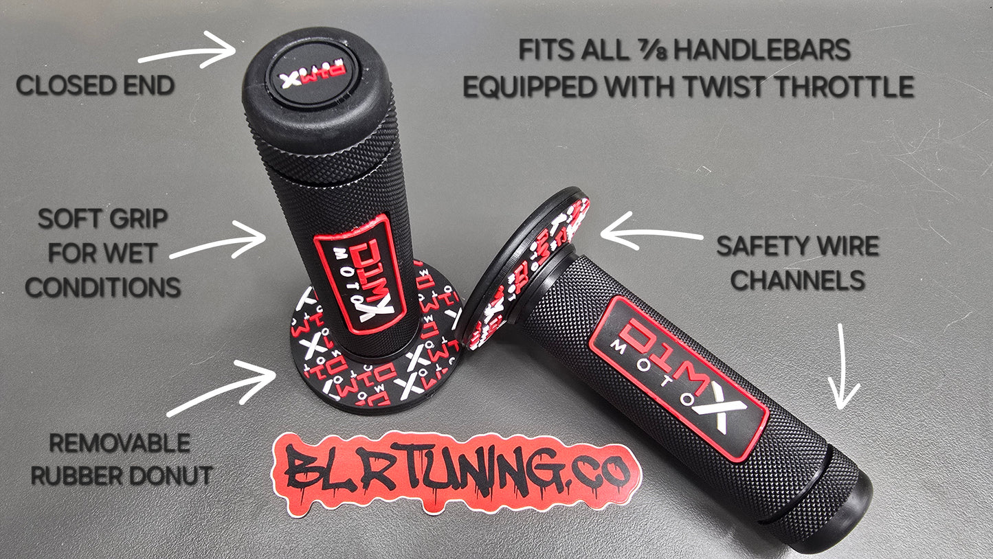 D1M MOTO X HAND GRIPS CLOSED END - FITS 7/8 BARS - FITS ELECTRIC DIRT BIKES - E-BIKES - DIRT BIKE - PIT BIKES