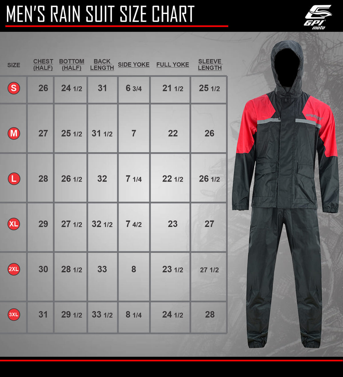 Motorcycle Rain Suit for Men and Women Weatherproof All-Season Riding Black/Red
