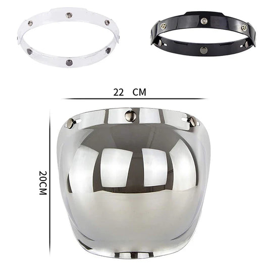 Retro Bubble Shield Visor β Three-Buckle Design