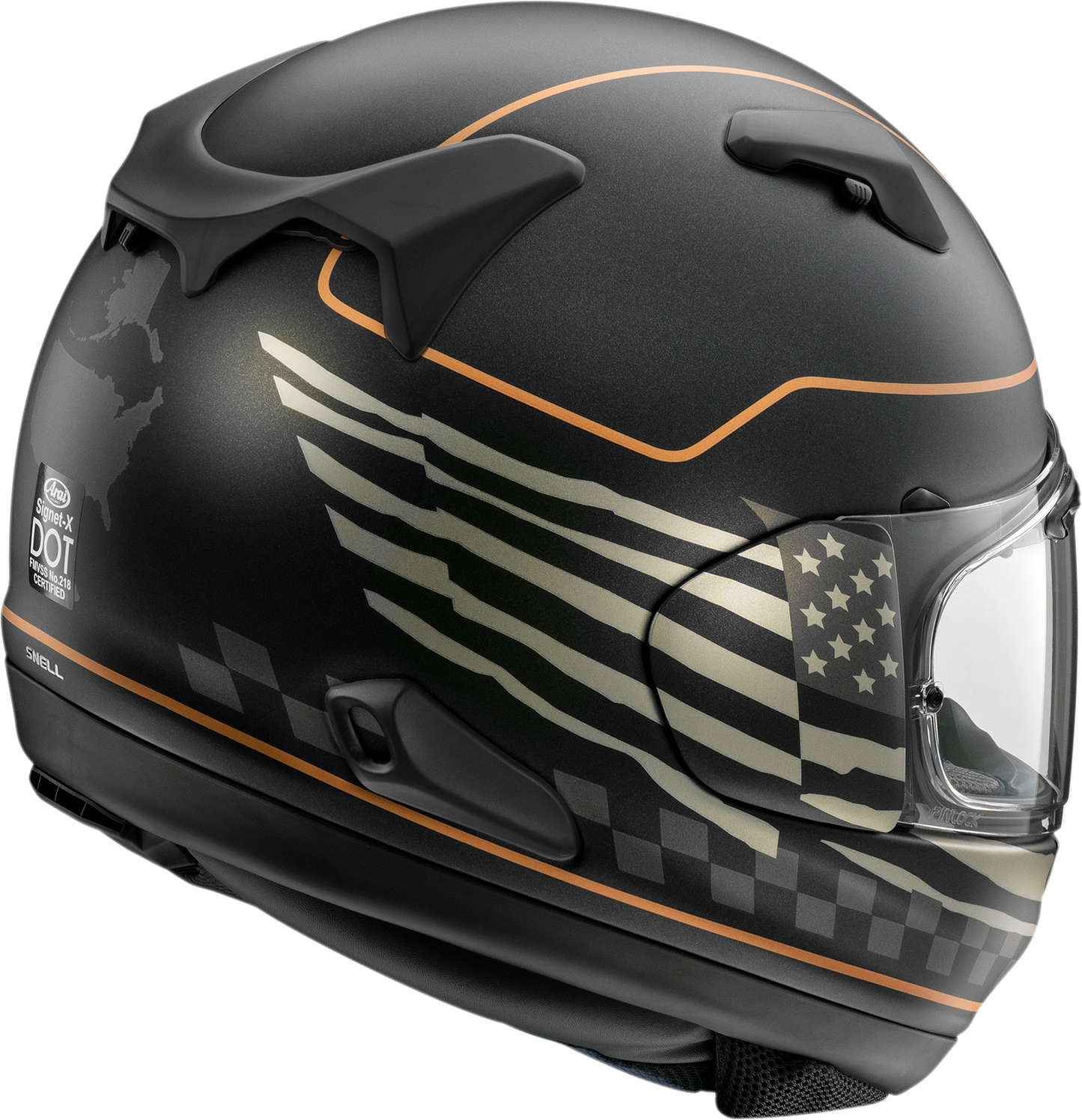 ARAI HELMETS, ARAI HELMETS Signet-X US Flag Black Frost Helmet - Narrow Fit with VAS Shield System