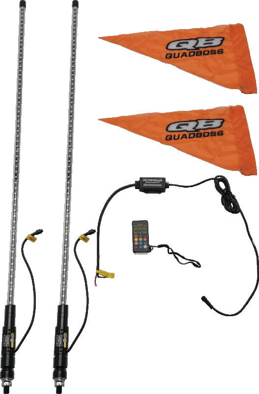 QuadBoss, QuadBoss 4Ft Clear Dual LED Whip with Bluetooth Control – Part #609665