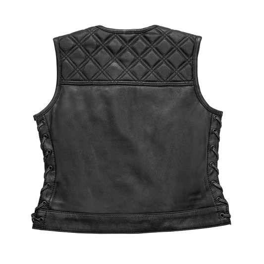 Bonnie - Women's Motorcycle Leather Vest - Diamond Quilt