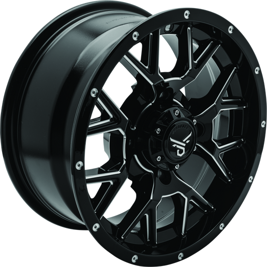 QuadBoss, QuadBoss Barbwire 14x7 Aluminum Wheel with 5+2 Offset for Powersports Vehicles (Part #608573)
