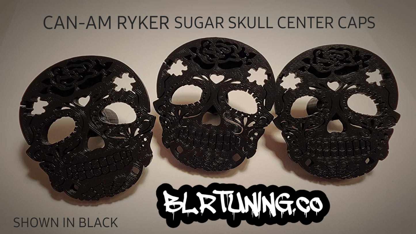 Sugar Skull Wheel Center Caps For Can-Am Ryker Fits All Models