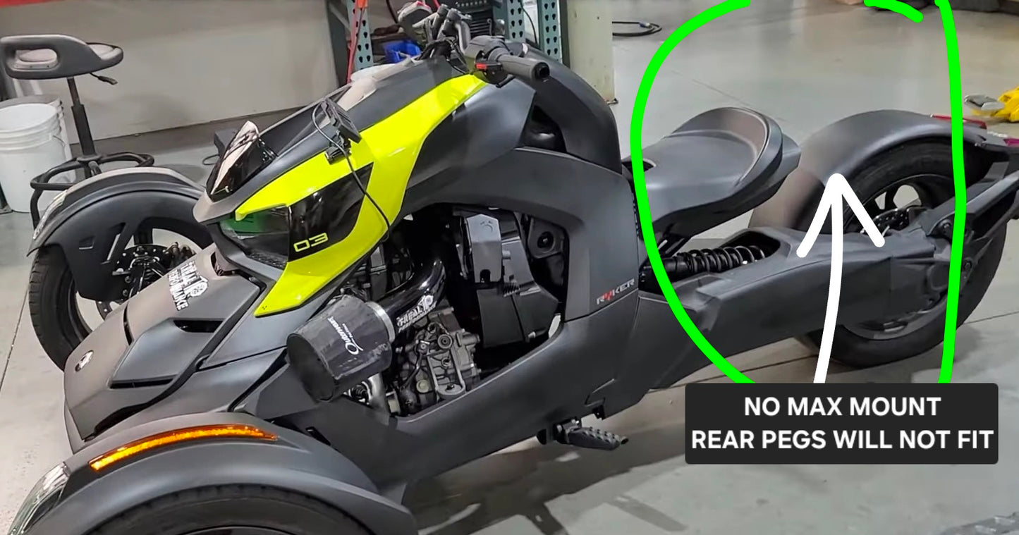 CAN-AM RYKER REAR ADJUSTABLE PASSENGER ADJUSTABLE FOOT PEGS WORKS WITH MAX MOUNT