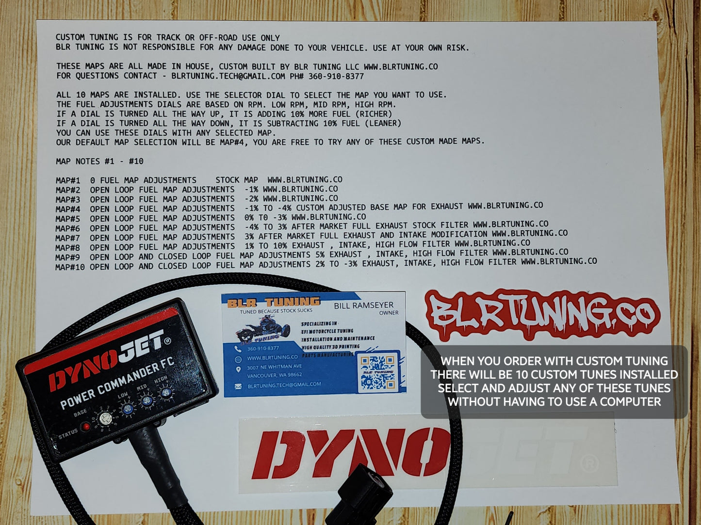 DYNOJET POWER COMMANDER FUEL CONTROLLER PCFC FOR 2009 - 2025 YAMAHA YFZ450R WITH OPTIONAL CUSTOM TUNING BY BLR TUNING