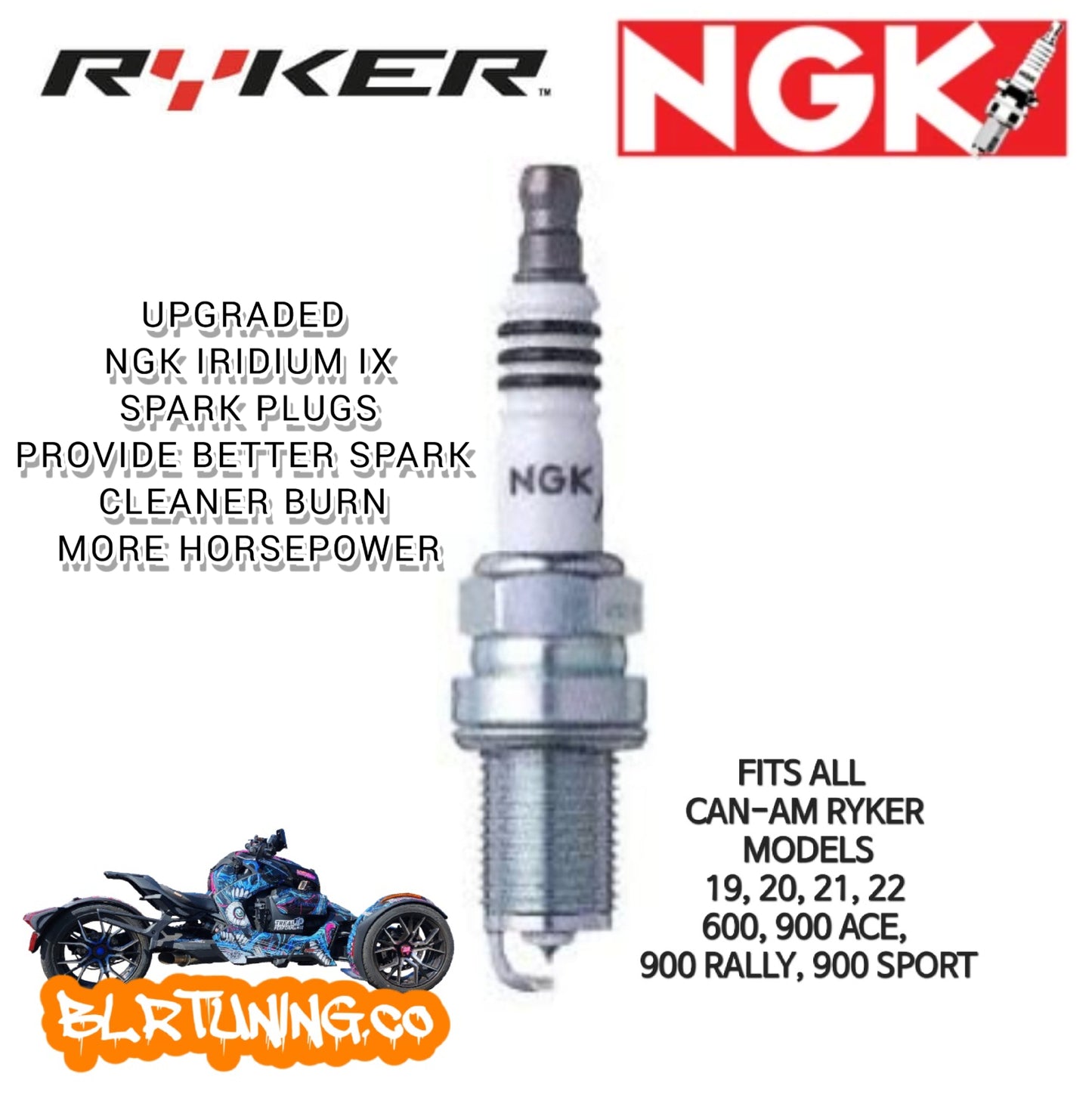 CAN-AM RYKER NGK IRIDIUM SPARK PLUGS FITS 2019 - 2025 600 900 RALLY SPORT
