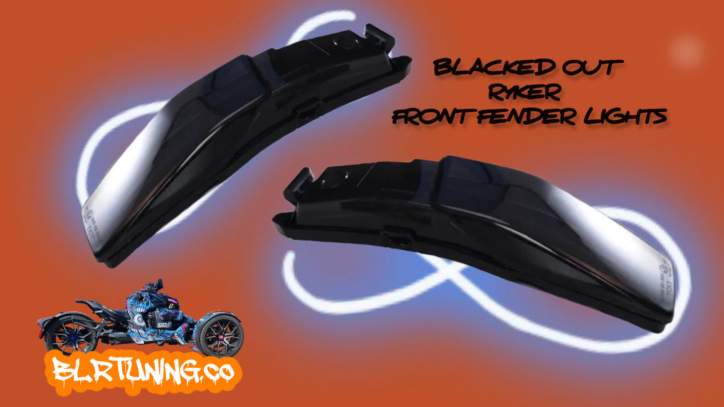 BLACKED OUT RYKER Front Fender Lights Fits All Years Fits All Models Plug And Play