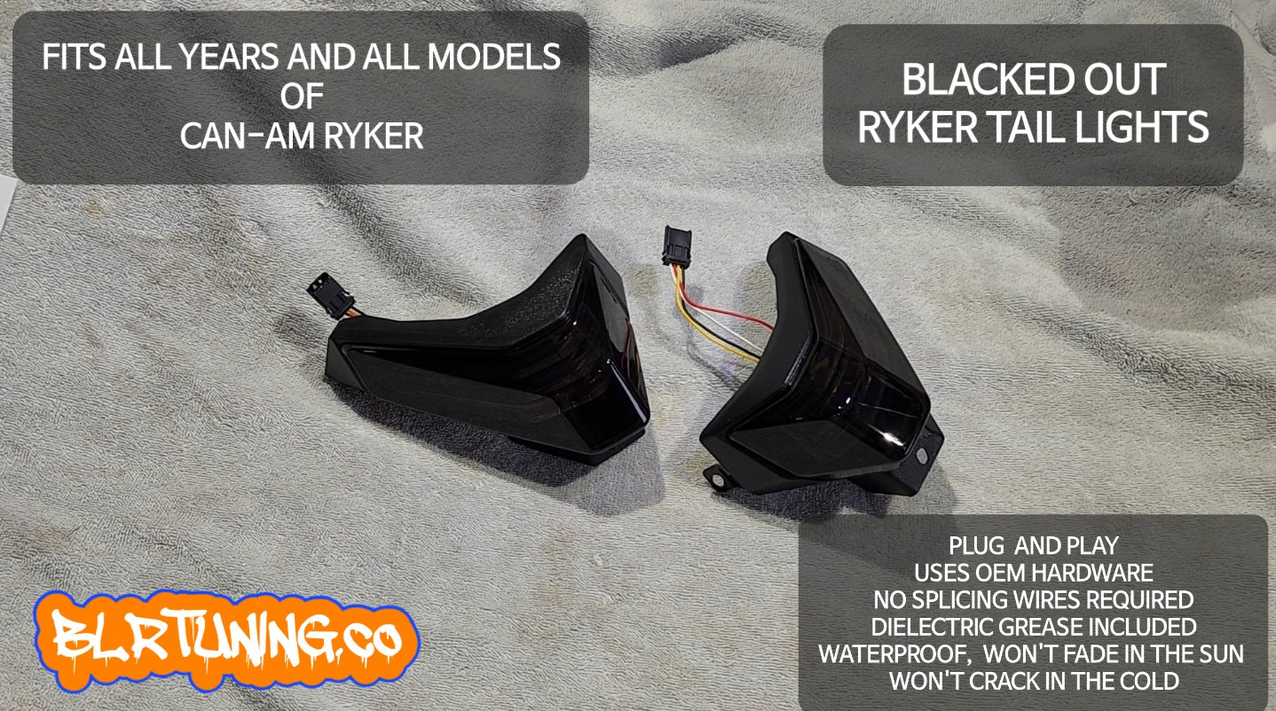 BLACKED OUT RYKER Tail Lights Fits All Years Fits All Models Plug And Play