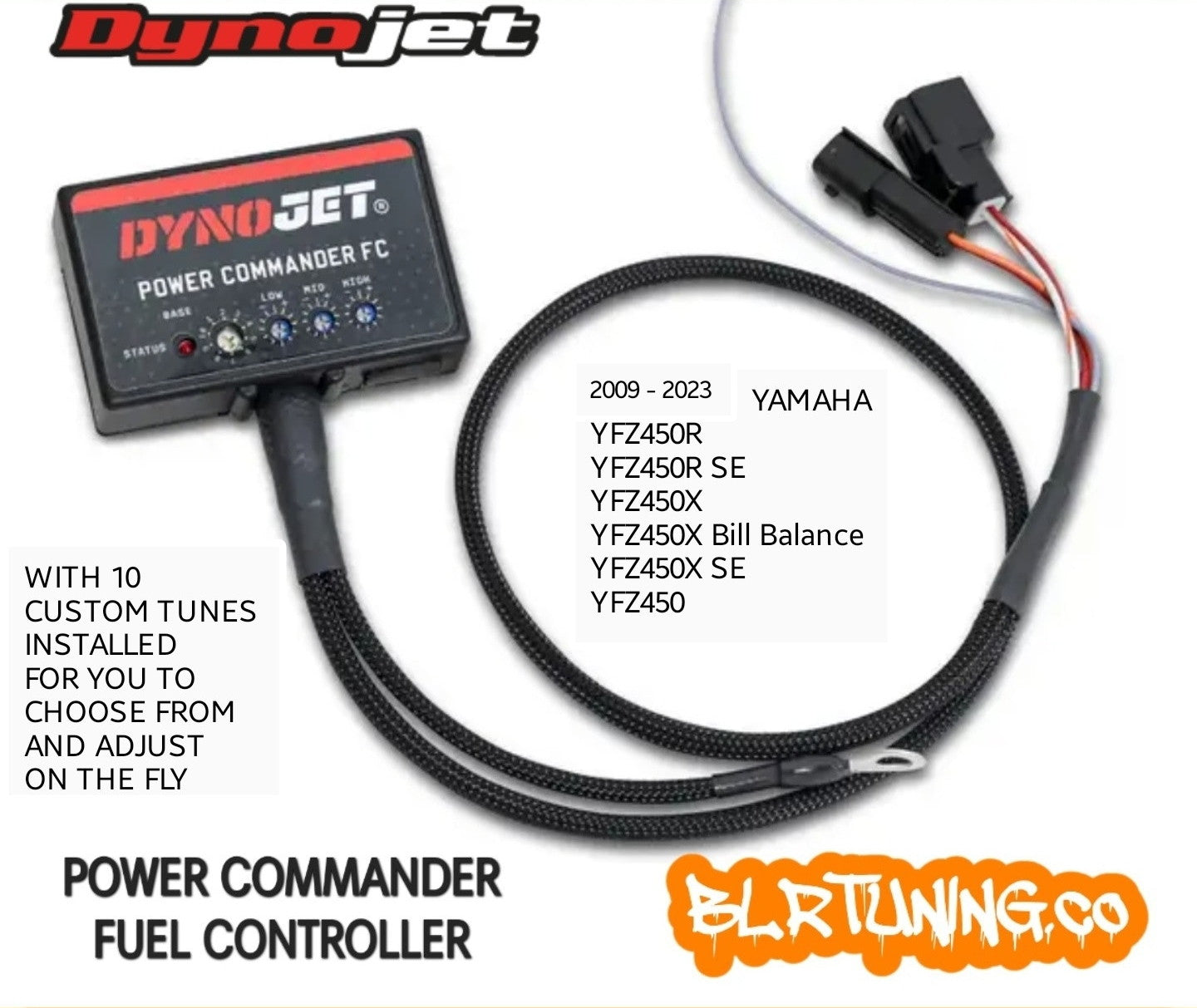 DYNOJET POWER COMMANDER FUEL CONTROLLER PCFC FOR 2009 - 2025 YAMAHA YFZ450R WITH OPTIONAL CUSTOM TUNING BY BLR TUNING