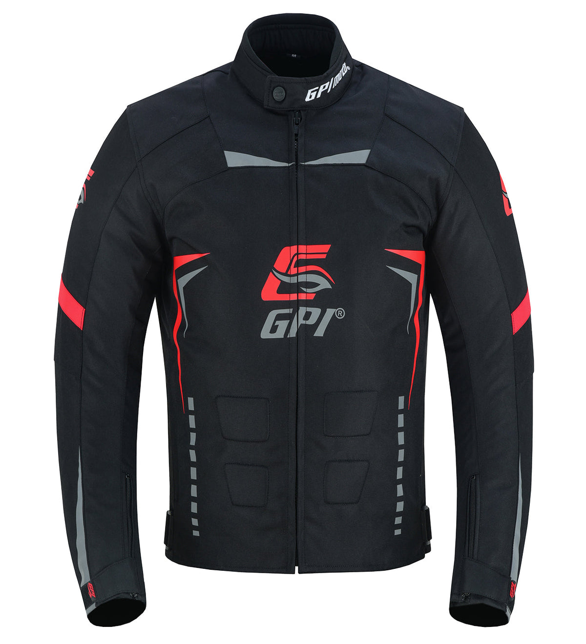 Men's All Season 4 Pockets Water Proof Motorcycle Black/Grey/Red Jacket-