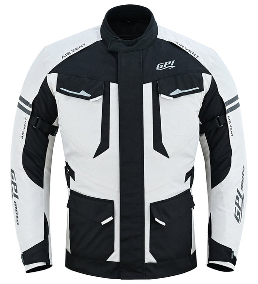 Men’s All-Season 7 Pockets Waterproof High Premium Quality Motorcycle Jacket – Beach/Black-