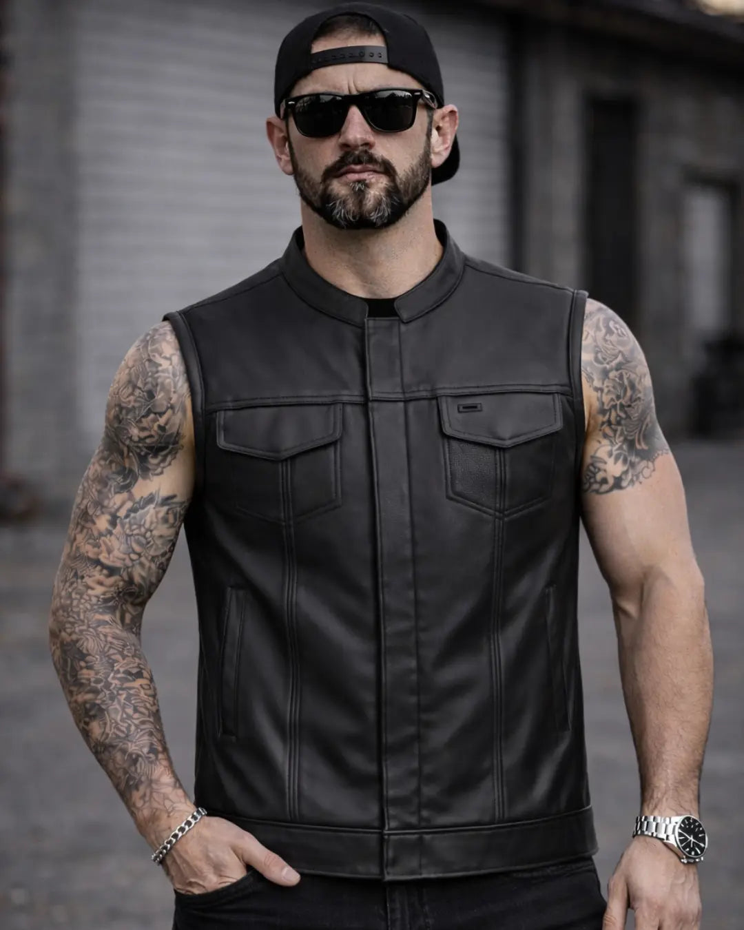Hotshot Men's Motorcycle Leather Vest