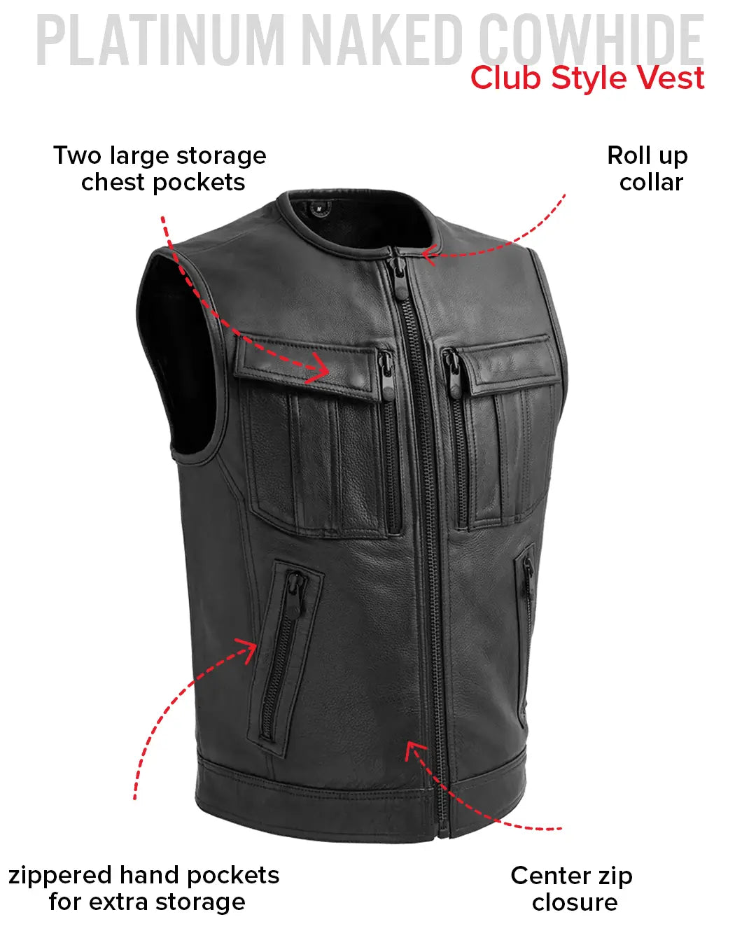 Unbeatable Men's Motorcycle Leather Vest