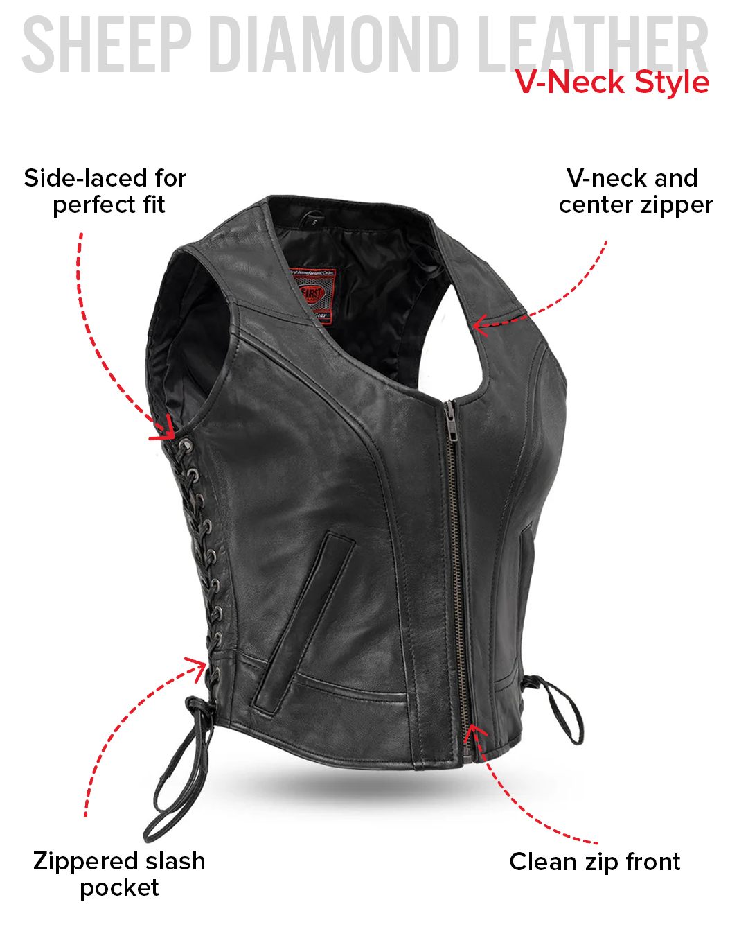 Raven Women's Motorcycle Leather Vest