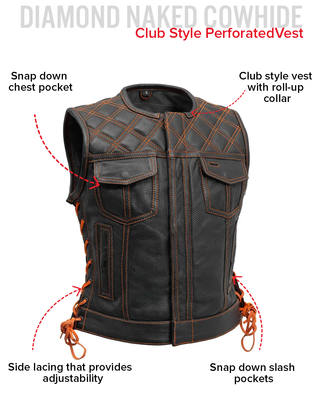 Bonnie Perforated Women's Motorcycle Leather Vest