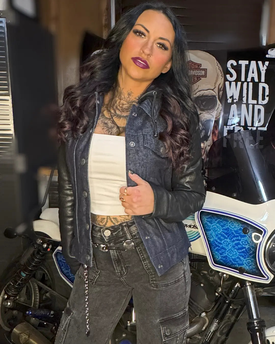 Holli - Motorcycle Denim/Leather Jacket