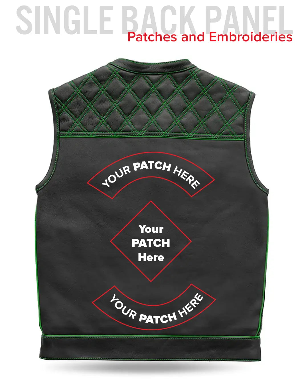 Finish Line - Green Checker - Men's Motorcycle Leather Vest