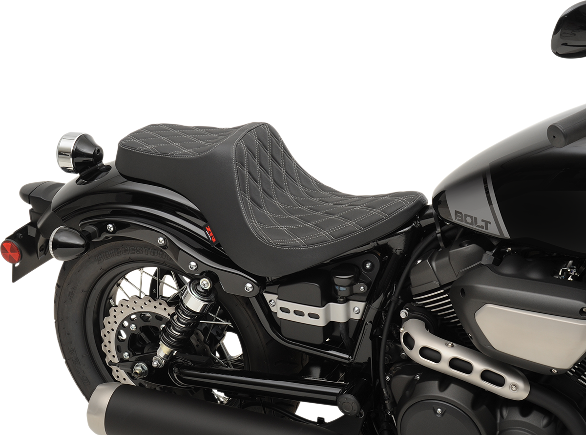 Z1R, Z1R Predator III Seat for Bolt and V-Star Models - Black with Diamond Silver Stitching - Part 0810-2070