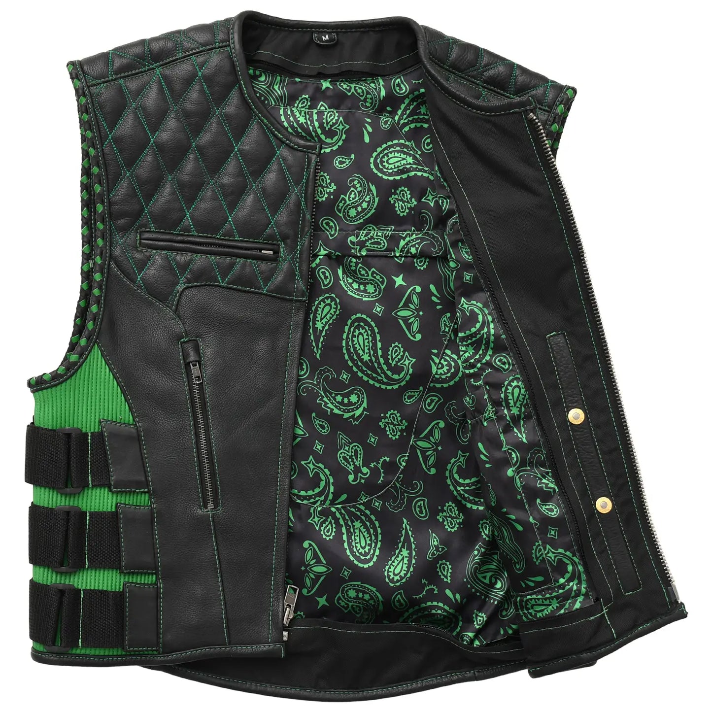 Tactical Emerald Men’s Motorcycle Leather Vest