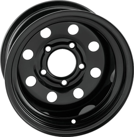 QuadBoss, QuadBoss Steely Wheel 12x7 2+5 5/4.5 - Durable Black Powder-Coated Steel Wheel for Powersports Vehicles