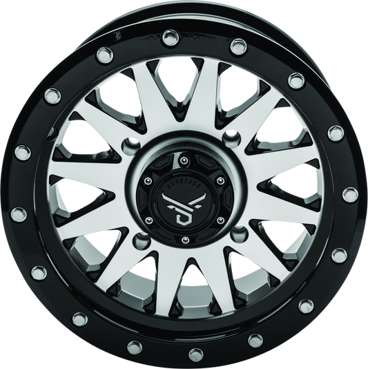 QuadBoss, QuadBoss Wagon 14x7 4+3 4/156 Black Machined Alloy Wheel - Lightweight and Durable for Powersports Vehicles