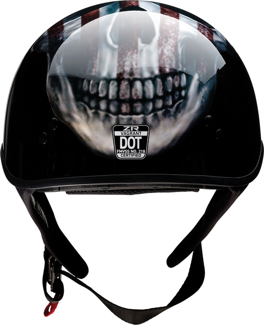 Z1R, Z1R Vagrant Helmet USA Skull Black Small 0103-1308 - Motorcycle Helmet with Drop-Down Sun Visor and Removable Liner