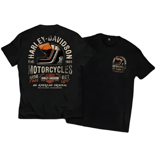 Retro and Vintage Graphic Cotton T-shirt Unisex For Biker