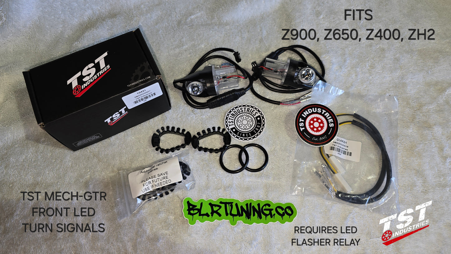 TST INDUSTRIES MECH-GTR FRONT LED TURN SIGNALS FOR KAWASAKI Z900 - Z650 - Z400 - ZH2