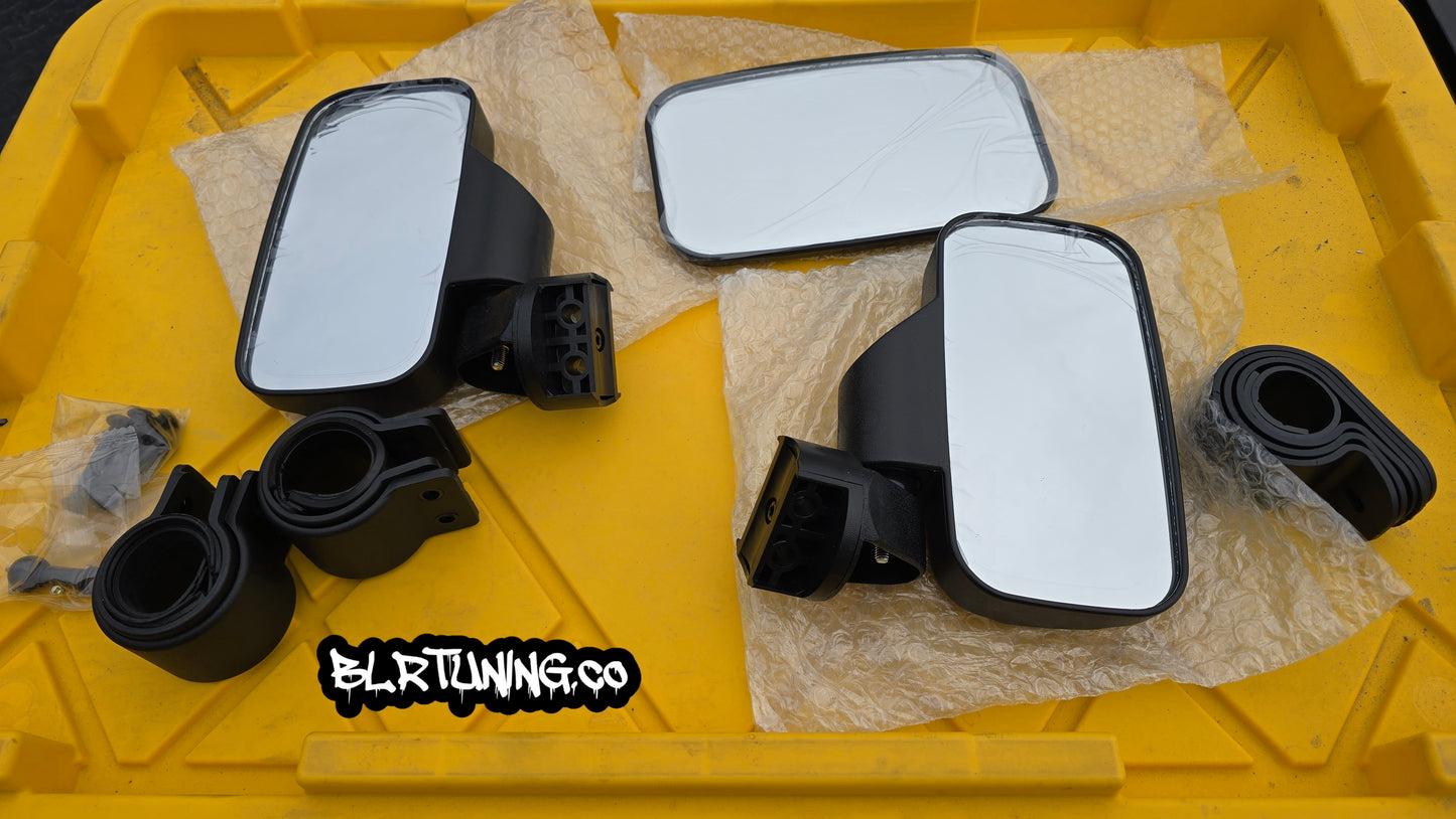 UTV MIRRORS - REAR VIEW MIRROR AND SIDE MIRRORS - LIGHTWEIGHT - WIDE FIELD OF VIEW - UNIVERSAL FITMENT - 1.6 in to 2 in ROLL CAGE MOUNTED