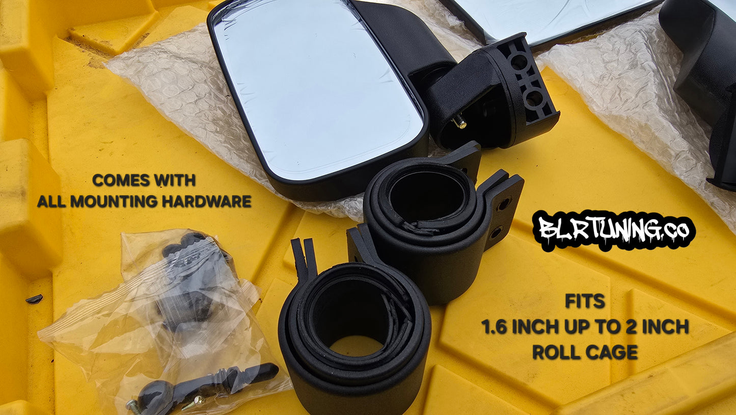 UTV MIRRORS - REAR VIEW MIRROR AND SIDE MIRRORS - LIGHTWEIGHT - WIDE FIELD OF VIEW - UNIVERSAL FITMENT - 1.6 in to 2 in ROLL CAGE MOUNTED
