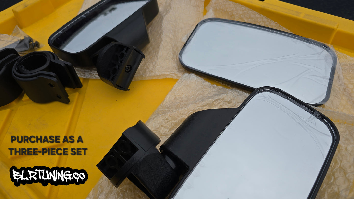 UTV MIRRORS - REAR VIEW MIRROR AND SIDE MIRRORS - LIGHTWEIGHT - WIDE FIELD OF VIEW - UNIVERSAL FITMENT - 1.6 in to 2 in ROLL CAGE MOUNTED