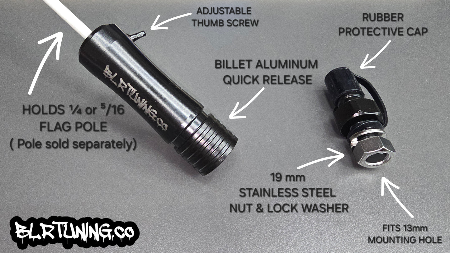 FLAGPOLE QUICK RELEASE AND ROLL CAGE MOUNTING BRACKET FITS 1/4 OR 5/16 FLAGPOLE AND FITS 1.6 TO 2 inch ROLL CAGE