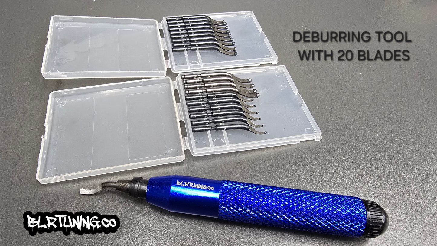 Billet Aluminum Deburr Tool – With 20 Replacement Blades - for steel - brass - aluminum - plastic