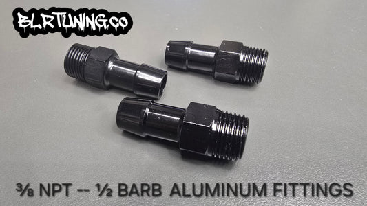 Black Aluminum Hose Barb Fitting – 3/8" NPT to 1/2" ID Barb for 1/2 inch ID hose