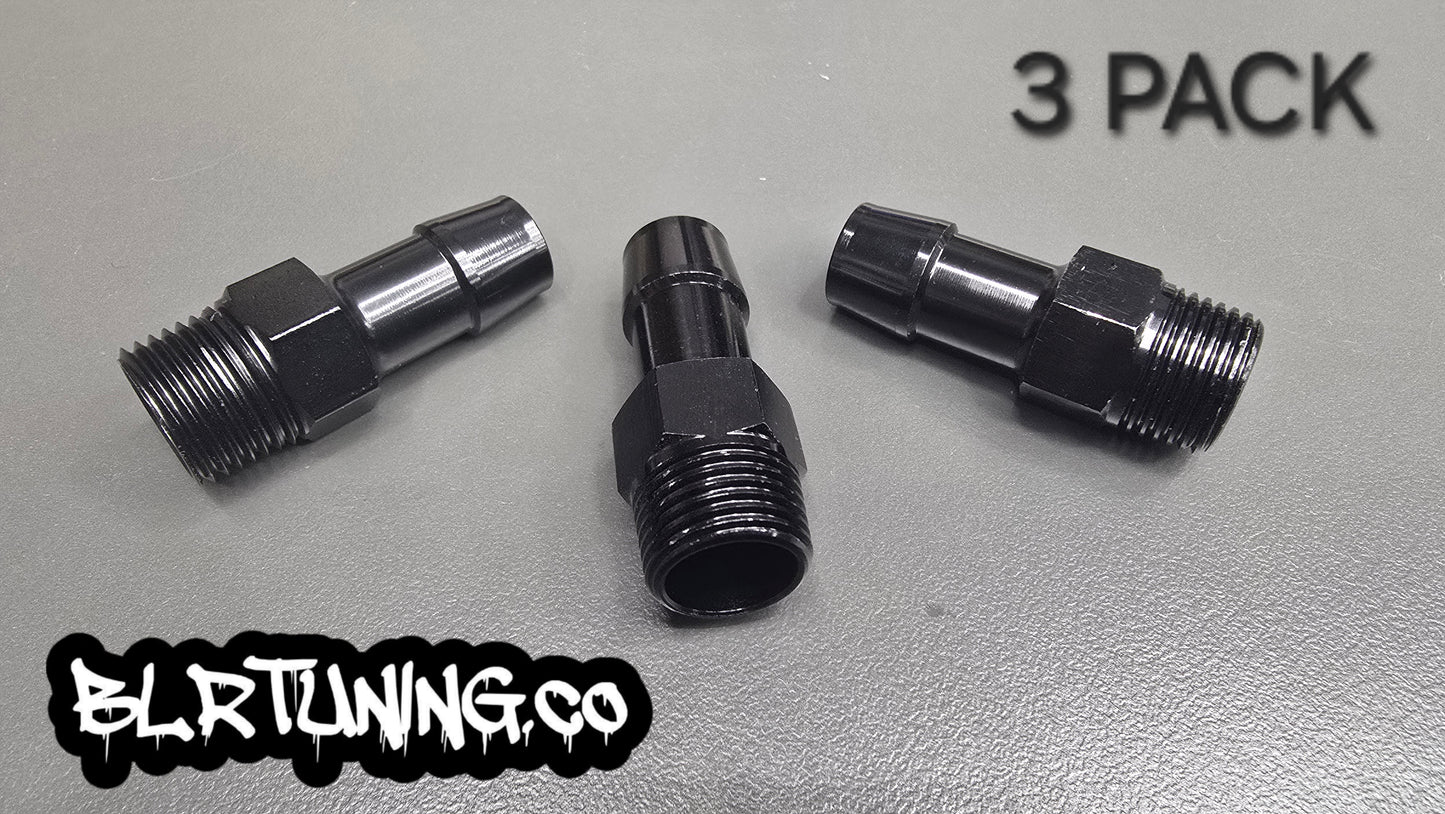 Black Aluminum Hose Barb Fitting – 3/8" NPT to 1/2" ID Barb for 1/2 inch ID hose