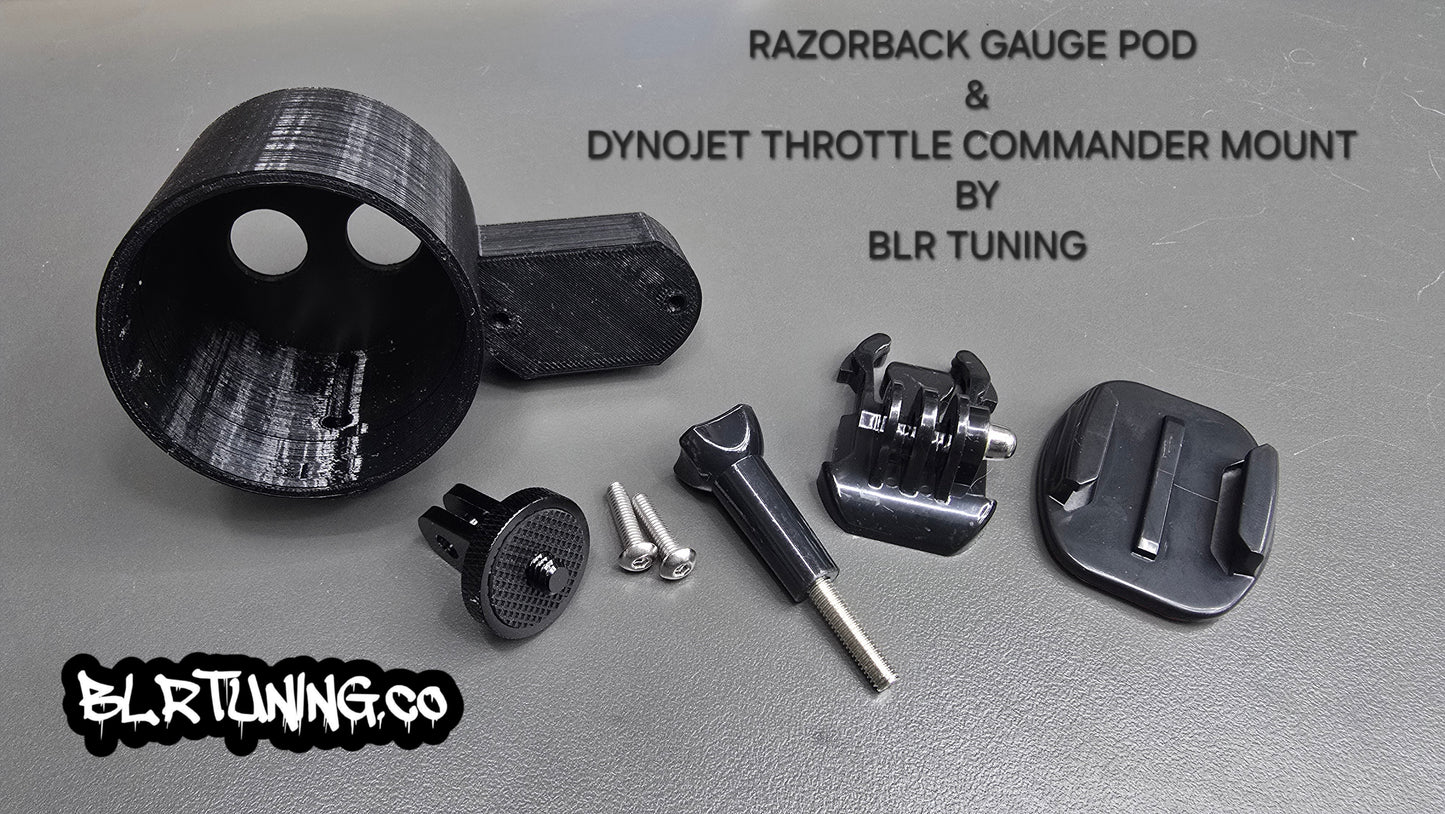 RAZORBACK GAUGE POD AND DYNOJET THROTTLE COMMANDER MOUNT KIT BY BLR TUNING