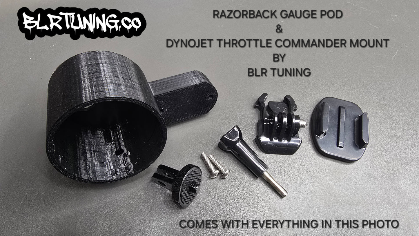 RAZORBACK GAUGE POD AND DYNOJET THROTTLE COMMANDER MOUNT KIT BY BLR TUNING